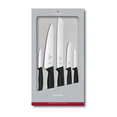 Set Victorinox De 5 Cuchillos Para Cocina Mango Negro 6.7133.5g