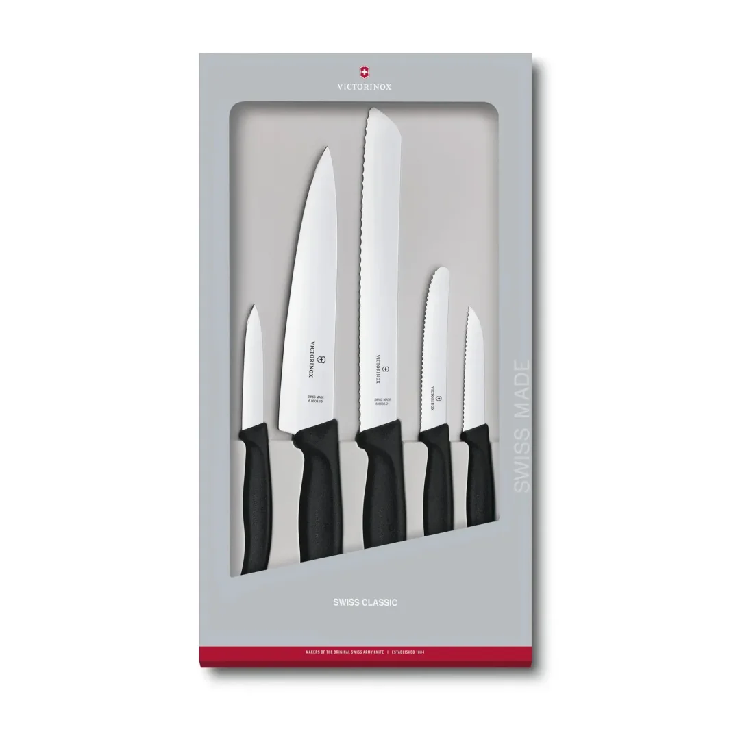 Set Victorinox De 5 Cuchillos Para Cocina Mango Negro 6.7133.5g
