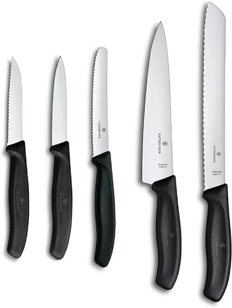 Set Victorinox De 5 Cuchillos Para Cocina Mango Negro 6.7133.5g